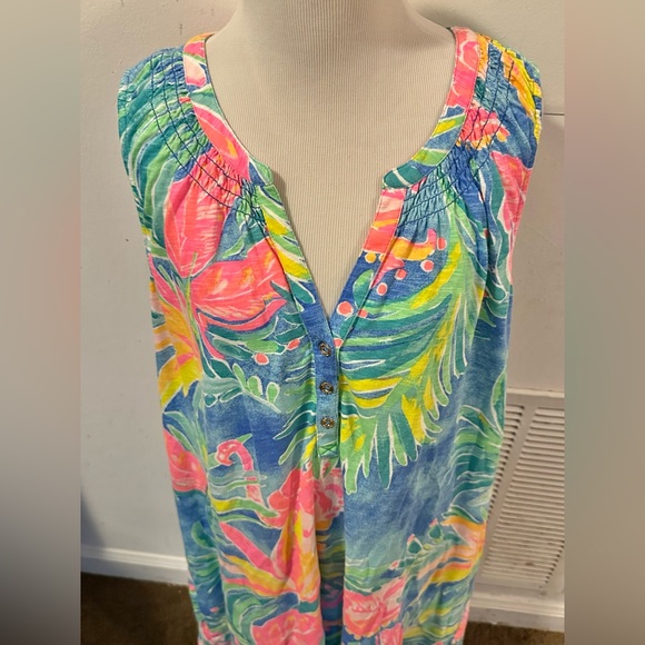 Lilly Pulitzer Women’s Essie Dress Showstopper Flamingo Floral Resortwear XL - Picture 3 of 5
